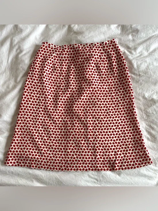 First On Japanese Fashion Apple Print A-Line Midi Skirt 🍎 - Picture 1 of 8